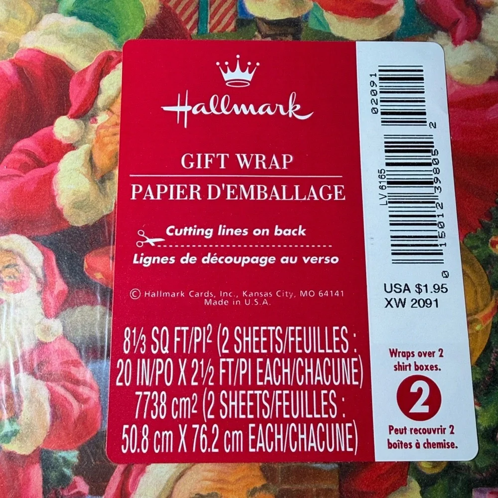 5/$25 VINTAGE Christmas Wrapping Paper Santa